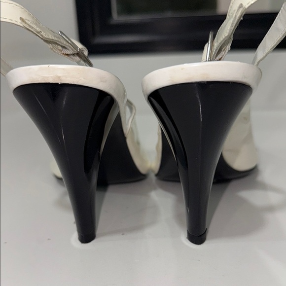 BCBGirls White and Black Slingback Heels - Picture 10 of 11